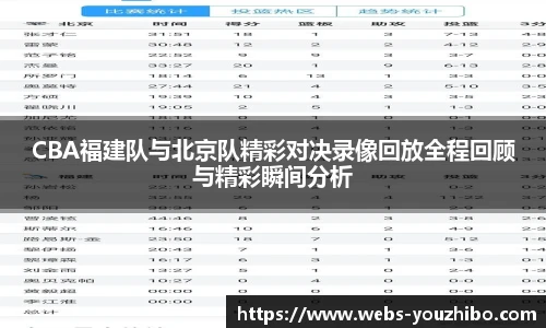 CBA福建队与北京队精彩对决录像回放全程回顾与精彩瞬间分析